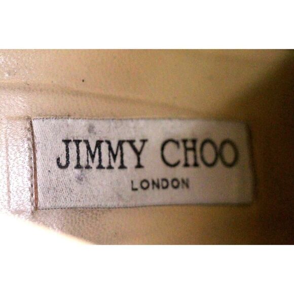 Jimmy Choo BLACK REAL LEATHER MID HEEL ROUND TOE ZIP BACKSIDE ANKLE BOOTS 37.5 - Picture 15 of 16